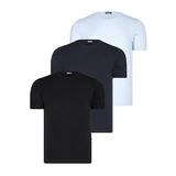 ÜÇLÜ SET T8569 DEWBERRY BİSİKLET YAKA ERKEK T-SHIRT-SİYAH-LACİVERT-MAVİ