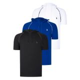 ÜÇLÜ SET T8570 DEWBERRY KAPŞONLU ERKEK T-SHIRT-SİYAH-BEYAZ-SAKS