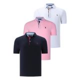 ÜÇLÜ SET T8582 DEWBERRY ERKEK T-SHIRT-LACİVERT-BEYAZ-PEMBE