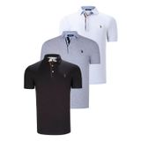 ÜÇLÜ SET T8582 DEWBERRY ERKEK T-SHIRT-SİYAH-BEYAZ-GRİ