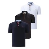 ÜÇLÜ SET T8582 DEWBERRY ERKEK T-SHIRT-SİYAH-BEYAZ-LACİVERT