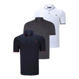 ÜÇLÜ SET T8586 DEWBERRY ERKEK T-SHIRT-LACİVERT-BEYAZ-ANTRASİT