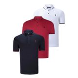 ÜÇLÜ SET T8586 DEWBERRY ERKEK T-SHIRT-LACİVERT-BEYAZ-BORDO