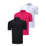 ÜÇLÜ SET T8586 DEWBERRY ERKEK T-SHIRT-SİYAH-BEYAZ-FUŞYA