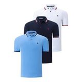 ÜÇLÜ SET T8594 DEWBERRY ERKEK T-SHIRT-LACİVERT-BEYAZ-AÇIK MAVİ