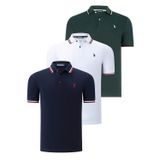 ÜÇLÜ SET T8594 DEWBERRY ERKEK T-SHIRT-LACİVERT-BEYAZ-NEFTİ
