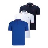 ÜÇLÜ SET T8594 DEWBERRY ERKEK T-SHIRT-LACİVERT-BEYAZ-SAKS