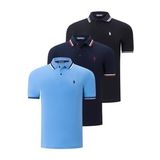ÜÇLÜ SET T8594 DEWBERRY ERKEK T-SHIRT-SİYAH-LACİVERT-AÇIK MAVİ