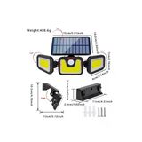 Üçlü Solar Led Projektör – Beyaz Işık – Sensörlü Dış Mekân Aydınlatma (2818)