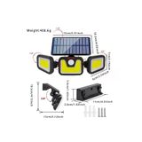 Üçlü Solar Led Projektör – Beyaz Işık – Sensörlü Dış Mekân Aydınlatma (4604)