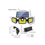 Üçlü Solar Led Projektör – Beyaz Işık – Sensörlü Dış Mekân Aydınlatma (5067)