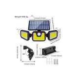 Üçlü Solar Led Projektör – Beyaz Işık – Sensörlü Dış Mekân Aydınlatma (5440)