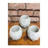 Üçlü Yuvarlak Prizma Ham Döküm Kaktüs Ve Skulent Saksı 3,lü Set Gift decor candle vase