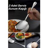 UCR HOME 2 Adet Paslanmaz Metal Büyük Boy Servis Sunum Kaşığı Çelik Servis Kaşığı Sunum Kaşık