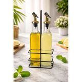 UCR HOME 2'li Stantlı Yağ Ve Sirke Şişesi Yağdanlık Zeytinyağı Sıvıyağ Şişesi Şeffaf 250 Ml