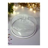 UCR HOME Ahşap Stand Akrilik Kap Orta Boy Kek Fanusu Stand 26 Kap 24 cm