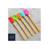UCR HOME Bambu Saplı Silikon Fırça Kazıyıcı Spatula Kesici Kaşık, Silikon Spatula Seti 5 li 21 cm