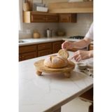 UCR HOME Bambu Yuvarlak Sunumluk Pasta Kek Servis Standı Ahşap Dekoratif Top Ayaklı