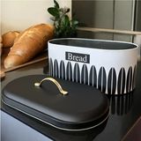 Ucr Home Yeni Yaprak Desen Premium Metal Ekmeklik-(Siyah Beyaz)