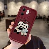 Ucuc Infinix Hot 50I/SMART 9 Uyumlu Burgundy Silikon Kılıf Panda Desenli Kamerayı Koruyan Anti-Çarpma Tasarım - Bordo
