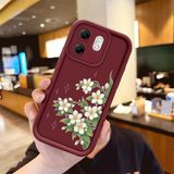 Ucuc Infinix Hot 50I/SMART 9 Uyumlu Darbeye Dayanıklı Kamera Korumalı Bordo Silikon Baskı Desenli Kılıf - Bordo - Altın