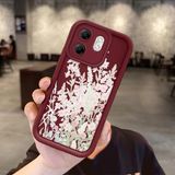 Ucuc Infinix Hot 50I/SMART 9 Uyumlu Darbeye Dayanıklı Kamera Korumalı Bordo Silikon Baskı Desenli Kılıf - Infinix Smart 9