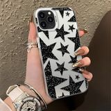 Ucuc iPhone 11 Pro Max Uyumlu Sert Akrilik Arka Silikon Kenar Lens Koruma Şık Baskı Kılıf - Gümüş - Altın
