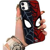 Ucuc iPhone 11 Uyumlu Telefon Kılıfı Spider-Man Desenli Akrilik Sert Arka Silikon Kenar Lens Korumalı Darbe Koruma - Siyah