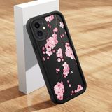 Ucuc iPhone 12 Uyumlu Silikon Malzeme Darbeye Dayanıklı Siyah Renkli Kılıf Çiçek Deseni