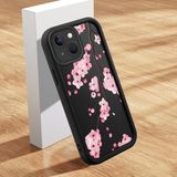 Ucuc iPhone 13 Uyumlu Silikon Malzeme Darbeye Dayanıklı Siyah Renkli Kılıf Çiçek Deseni