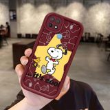 Ucuc Oppo A15/A15S Uyumlu Darbeye Dayanıklı Kamera Korumalı Bordo Silikon Baskı Desenli Kılıf - Oppo A15S