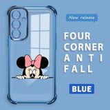 Ucuc Samsung Galaxy A25 Uyumlu Şeffaf Silikon Köşe Koruma Lens Korumalı Elektroplatlı Kenar Kılıf Mickey Desenli - Mavi