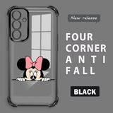 Ucuc Samsung Galaxy A25 Uyumlu Şeffaf Silikon Köşe Koruma Lens Korumalı Elektroplatlı Kenar Kılıf Mickey Desenli - Siyah