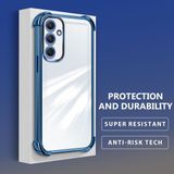 Ucuc Samsung Galaxy A54 Uyumlu Şeffaf Silikon Köşe Koruma Lens Korumalı Elektroplatlı Kenar Kılıf - Mavi