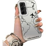 Ucuc Samsung Galaxy A55 Uyumlu Telefon Kılıfı Uçak Deseni Akrilik Sert Arka Silikon Kenar Lens Korumalı Darbe Koruma - Gümüş - Altın
