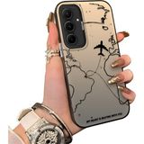 Ucuc Samsung Galaxy A55 Uyumlu Telefon Kılıfı Uçak Deseni Akrilik Sert Arka Silikon Kenar Lens Korumalı Darbe Koruma - Siyah