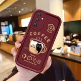 Ucuc Samsung Galaxy M34 5g Uyumlu Anti-Çarpma Kamerası Koruma Kedi Desen Burgundy Silikon Kılıf - Bordo