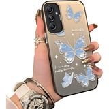 Ucuc Samsung Galaxy M34 5g Uyumlu Silikon Kenar Sert Arka Anti Düşme Kılıfı Kelebek Desenli - Siyah