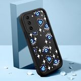 Ucuc Samsung Galaxy S21 Fe 5g Uyumlu Siyah Silikon Nazar Boncuğu Desenli Lens Koruma Şok Emici Esnek Kılıf - Siyah - Altın