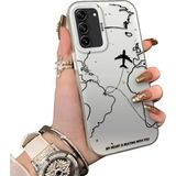 Ucuc Samsung Galaxy S21 Fe 5g Uyumlu Telefon Kılıfı Uçak Deseni Akrilik Sert Arka Silikon Kenar Lens Korumalı Darbe Koruma - Gümüş - Altın