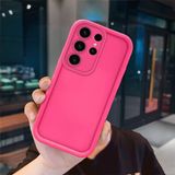Ucuc Samsung Galaxy S23 Ultra Uyumlu Pembe Kırmızı Silikon Kılıf Darbeye Dayanıklı Kamera Koruma - Pembe - Bej