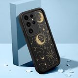 Ucuc Samsung Galaxy S23 Ultra Uyumlu Siyah Silikon Ay Desenli Lens Koruma Şok Emici Esnek Kılıf - Siyah - Altın