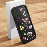 Ucuc Xiaomi Redmi Note 12 Pro 4g Uyumlu Siyah Silikon Çiçek Desenli Lens Koruma Şok Emici Esnek Kılıf