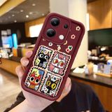 Ucuc Xiaomi Redmi Note 13 4g Uyumlu Darbeye Dayanıklı Kamera Korumalı Bordo Silikon Baskı Desenli Kılıf - Bordo - Altın
