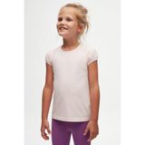 Uçuk pembe Basic Kız Çocuk Sıfır Yaka Karpuz Kol Tişört - 8 Yaş