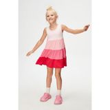 Uçuk Pembe-Fuşya Kat Kat Renkli Kız Çocuk Büzgülü Askılı Elbise - 1 Yaş