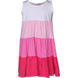 Uçuk Pembe-Fuşya Kat Kat Renkli Kız Çocuk Büzgülü Askılı Elbise