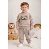 Uçurtma Baby Kids Wow Cep Detaylı Iki Iplik Mevsimlik Erkek Bebek Çocuk Alt Üst Esofman 2'li Takım - 1 Yaş - 02S-Bej