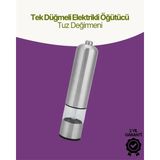 Ucuz Tekno Elektrikli Baharat Öğütücü Pilli Paslanmaz Çelik Otomatik Tuz Karabiber Değirmeni