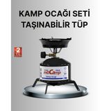 Ucuz Tekno Kompakt Kamp Ocağı Seti Gaz Tüplü Ayarlanabilir Alevli 400G Hafif Tasarım